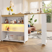 Buffet bar estensibile con LED - Xylo - Bianco con ripiani