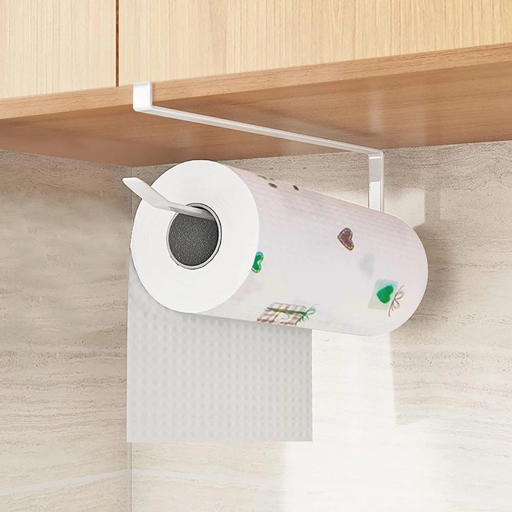 Trade Shop - Portarotolo 27cm Sottopensile Senza Forare Per Cucina Bagno Porta Asciugamano -