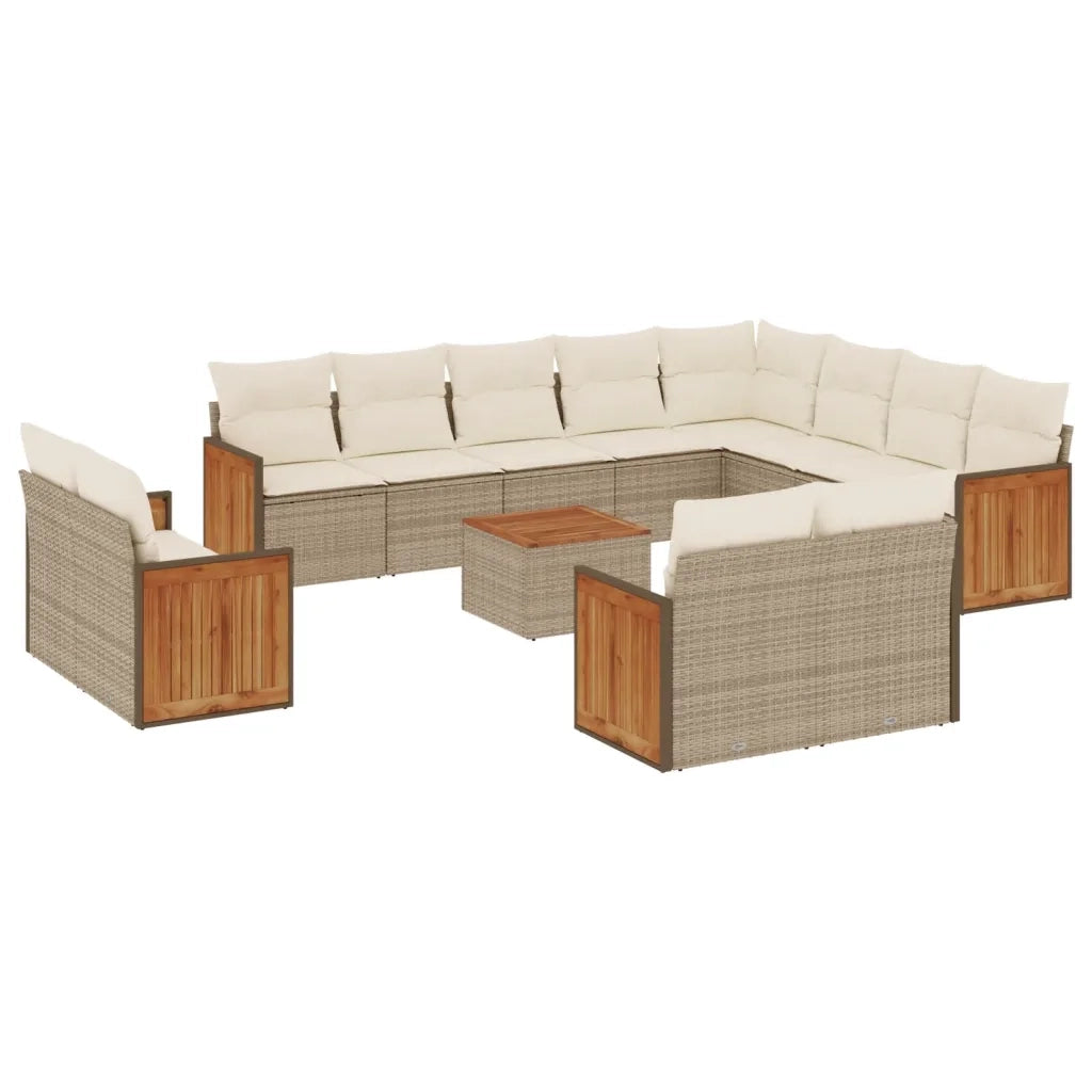 Set Divano da Giardino 13 pz con Cuscini Beige in Polyrattan 3260602