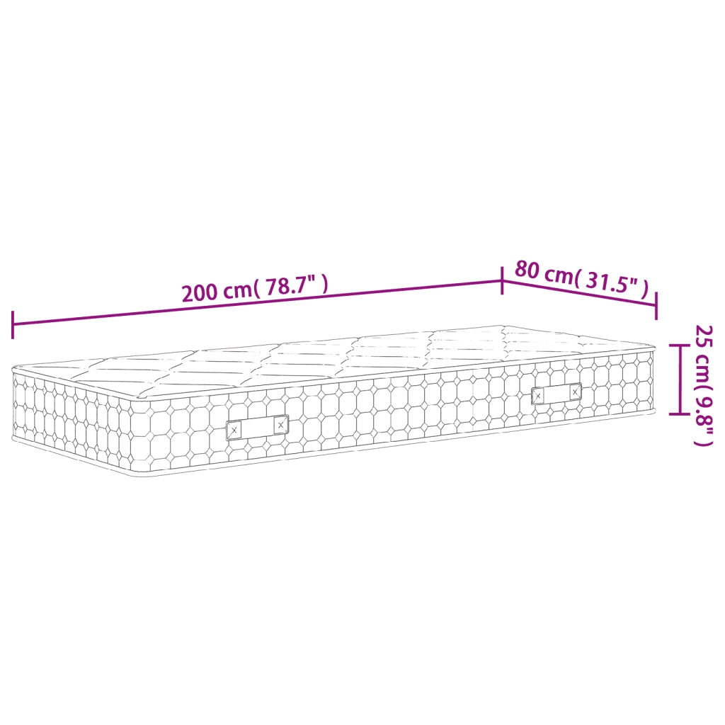 Materasso a Molle Insacchettate-Materasso per letto Medio Rigido 80x200 cm 261540