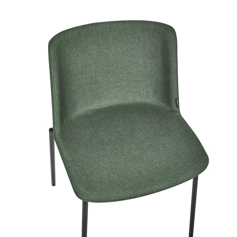Set di 2 eleganti sedie da pranzo imbottite in tessuto poliestere verde con gambe in metallo Esbon