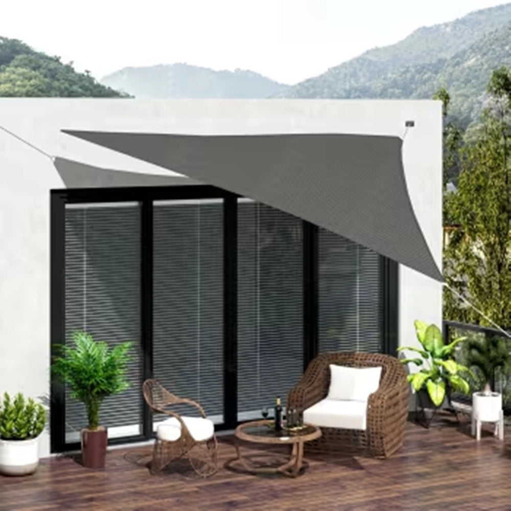 Trade Shop - Vela Tenda Triangolare Parasole Protezione Sole Ombra Giardino 5x5x5 Mt Grigio 222570 -