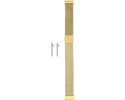 Orologio da polso in acciaio inossidabile a maglia 16 mm, cinturino adattabile con chiusura magnetica - Unisex - Oro
