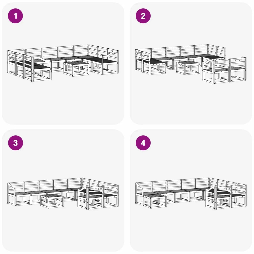 Set di divani da esterno 10 pcs Bianco Legno di Acacia Massello 3388268