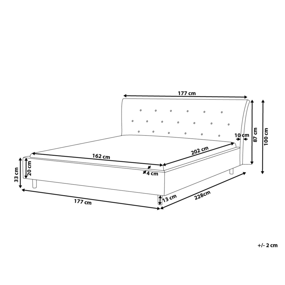 Letto a doghe Tessuto in poliestere grigio scuro Gambe in legno imbottite Testiera capitonné 160 x 200 cm Design moderno