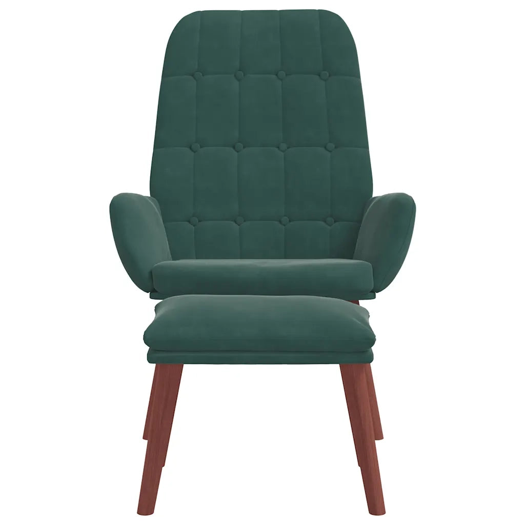 Poltrona Relax con Poggiapiedi Verde Scuro in Velluto 3315140