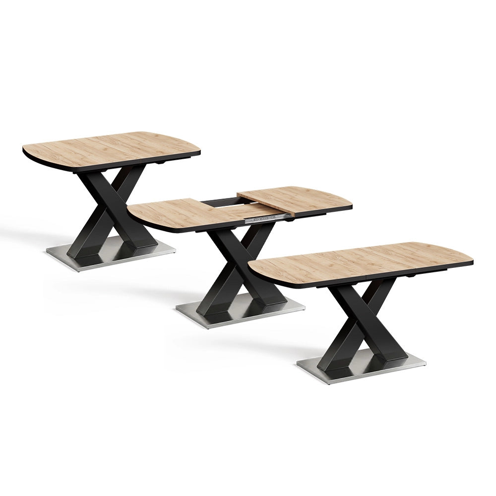 Tavolo da sala da pranzo Chinto Nero/Rovere rustico 120 x 80 cm Estensibile Vicco
