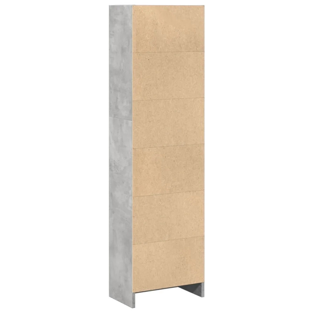 Libreria-Scaffale per Libri-Mobile di Stoccaggio Grigio Cemento 40x24x143 cm in Truciolato
