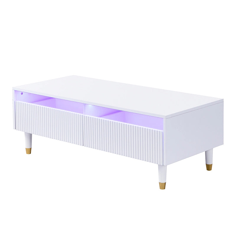 Tavolino da Caffè con 2 cassetti LED e luce multicolore per soggiorno 110 × 50 × 40 cm