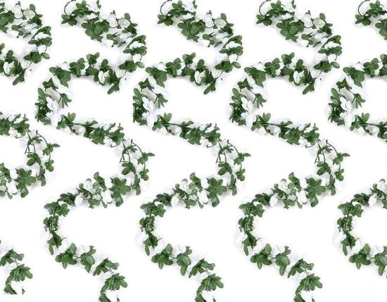 Garlandia artificiale a 5 pezzi da 250cm - Roseto rosso per decorazione di matrimonio, festa, casa, muro e giardino (bianco)