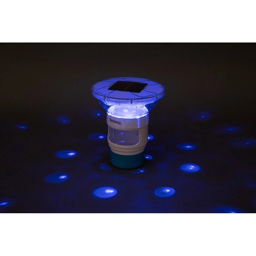 Trade Shop - Dosatore Per Pastiglie Cloro Galleggiante Piscina Con Luce Led Ad Energia Solare 58943 -