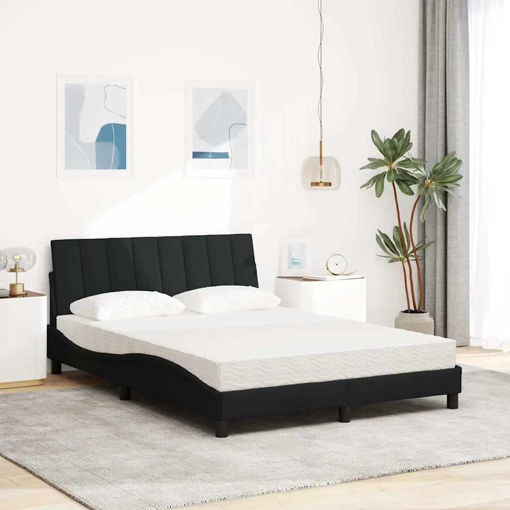 Letto con Materasso Hanko Nero 140x190 cm in Tessuto