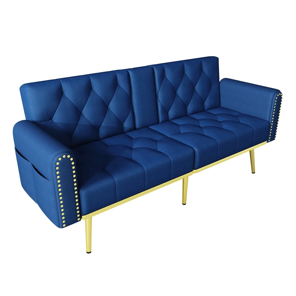 Divano letto estraibile ¨C Minimal ¨C tessuto blu, 2 posti