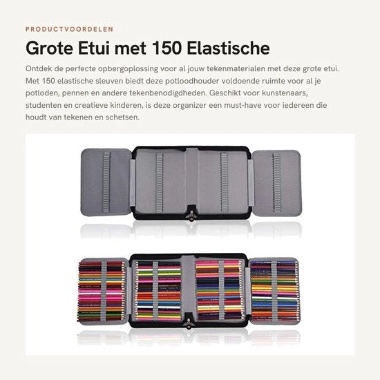 Etui di grandi dimensioni - 150 fessure - Ospita penne e matite - Organizzatore per pennarelli - Nero - Design moderno