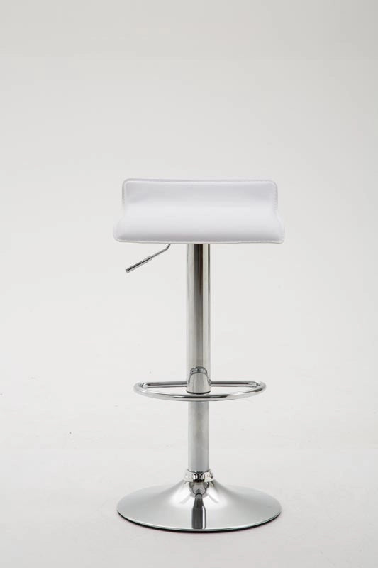 Sgabello Dyn V2 in similpelle bianco,cromo