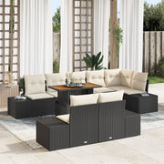 Set da pranzo da giardino 9 pezzi con cuscini Rattan Nero Acacia