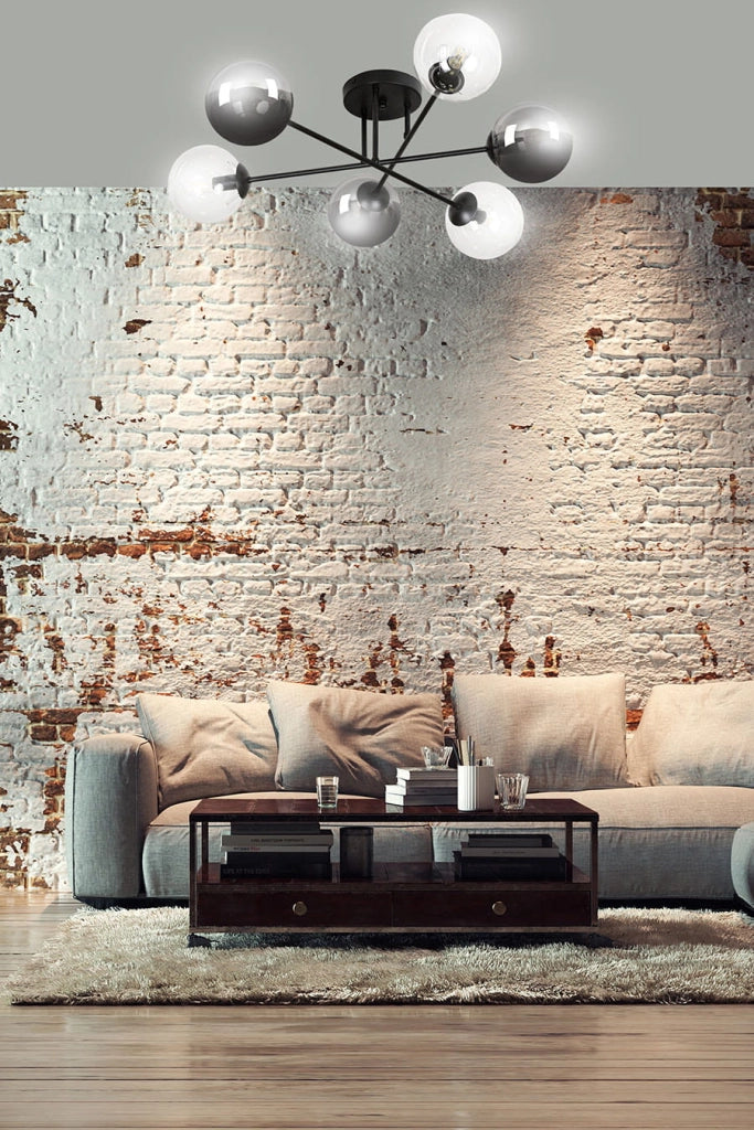Lampadario Emibig Brendi 6xE14 nero vetro multicolore