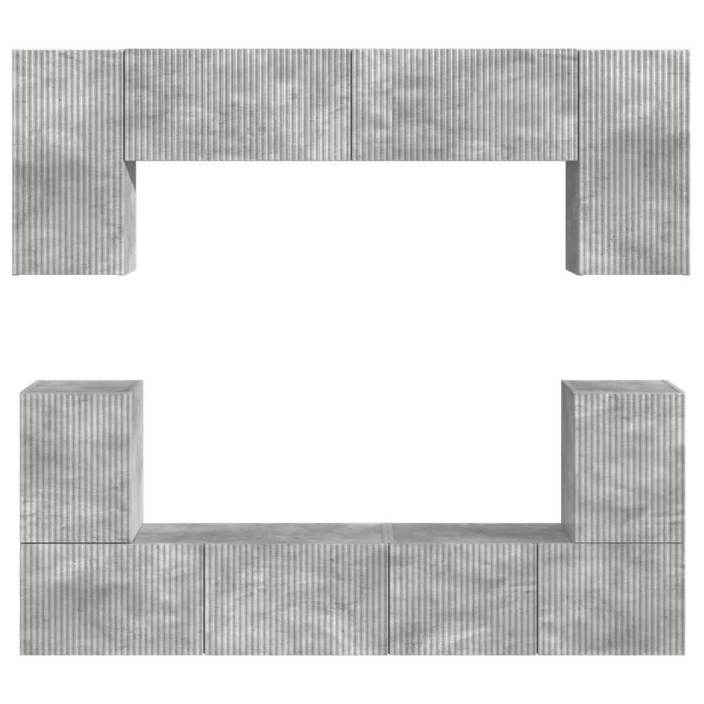 Set mobile TV 5 pcs Grigio cemento Legno multistrato