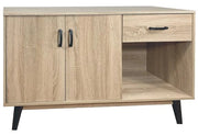 MOBILE IN MDF ROVERE CON DUE ANTE, RIPIANO E CASSETTO MISURE: 120X38X74CM