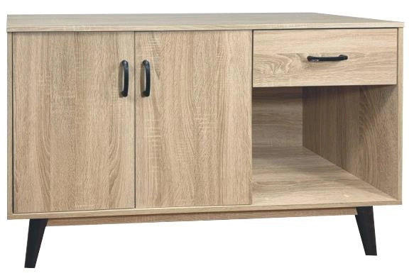 MOBILE IN MDF ROVERE CON DUE ANTE, RIPIANO E CASSETTO MISURE: 120X38X74CM