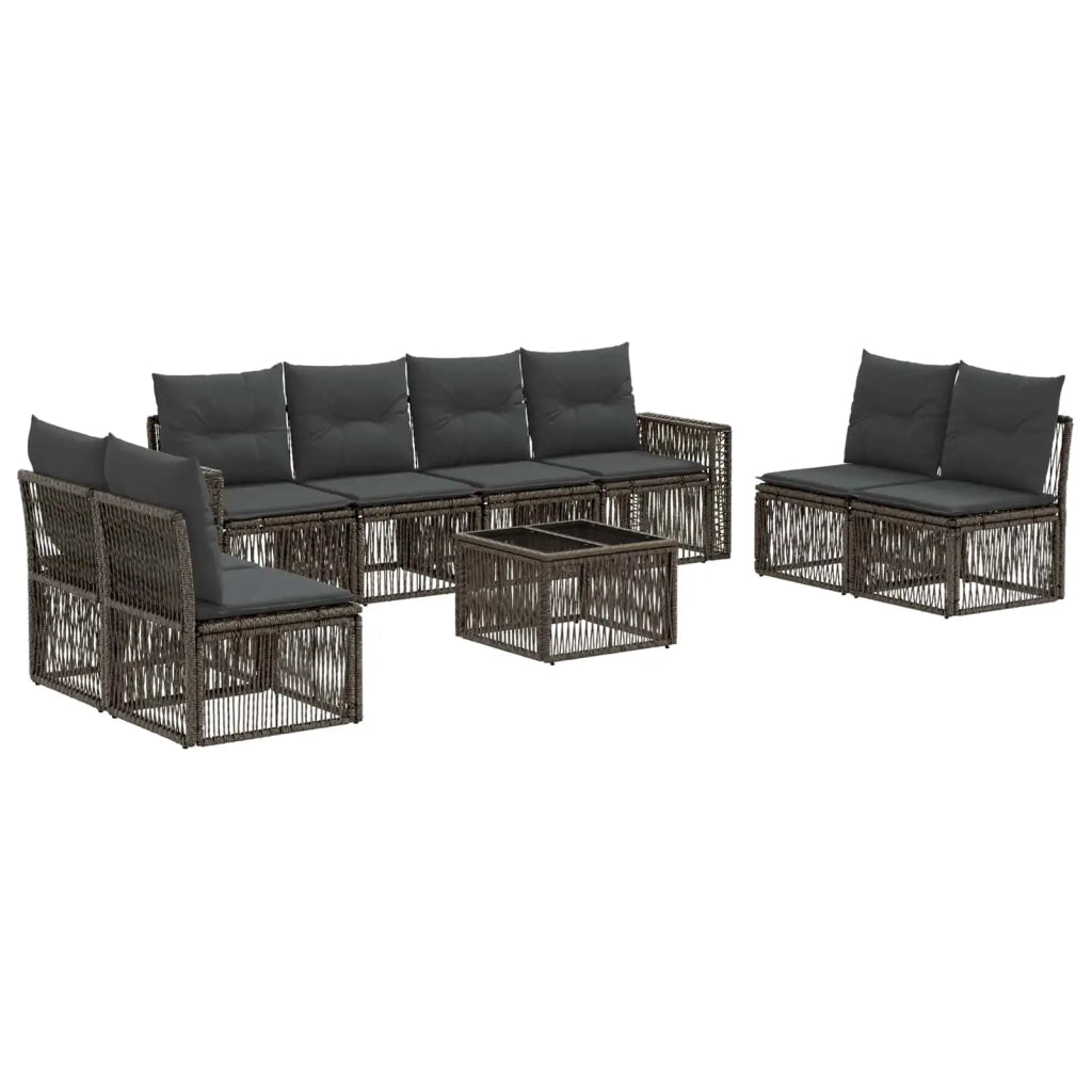 Set Divano da Giardino 9 pcs Grigio e Grigio Scuro polyrattan