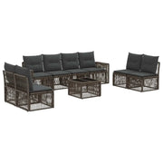 Set Divano da Giardino 9 pcs Grigio e Grigio Scuro polyrattan