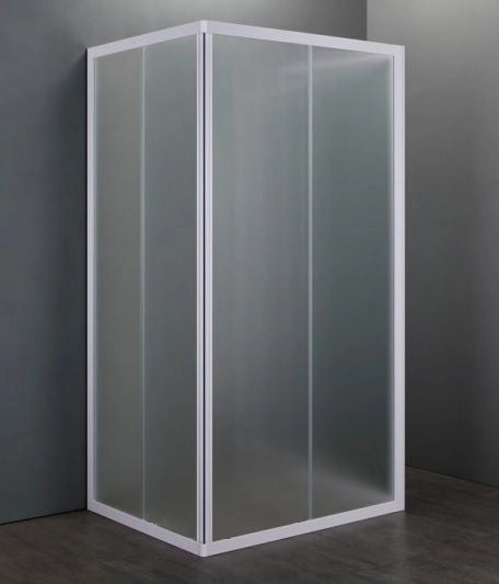 Box Doccia Acrilico - 3 lati, Apertura Scorrevole Opaco Effetto Goccia - Misura: 70 x 120 x 70 x h185