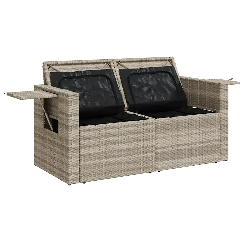 Divano da Giardino con Cuscini 2 Posti Grigio Chiaro Polyrattan