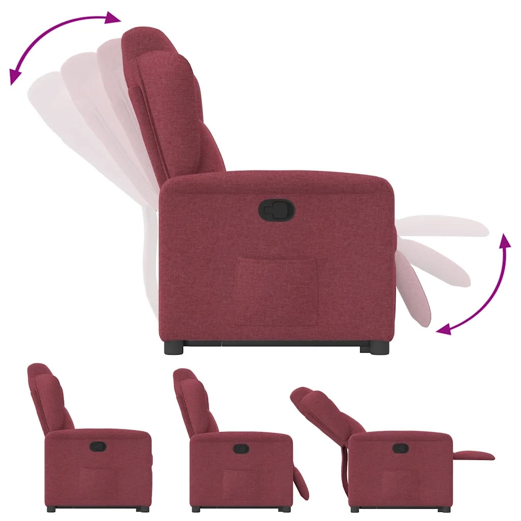 vidaXL Poltrona Alzapersona Reclinabile Rosso Vino in Tessuto
