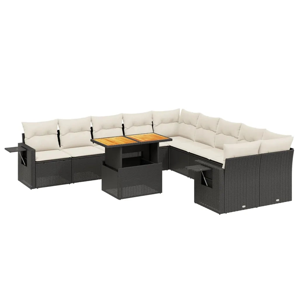 Set Divani da Giardino 11 pz con Cuscini in Polyrattan Nero 3271945