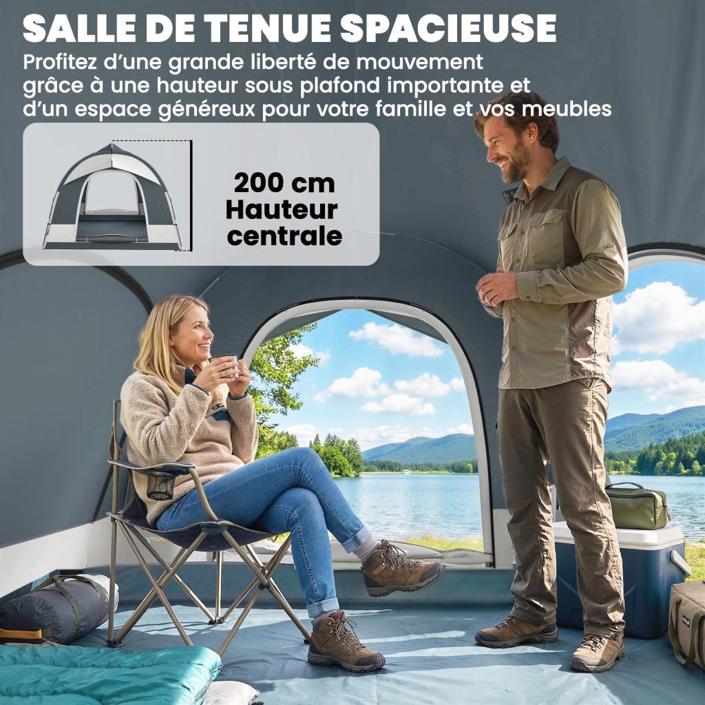 Tenda da campeggio 2-4 persone con 3 porte ¨C zephmum ¨C Blu scuro