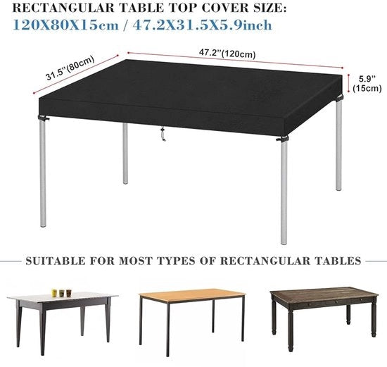 Copertura per tavolo da giardino - impermeabile e resistente ai raggi UV - 1 pezzo - nero - 120 x 80 x 15 cm