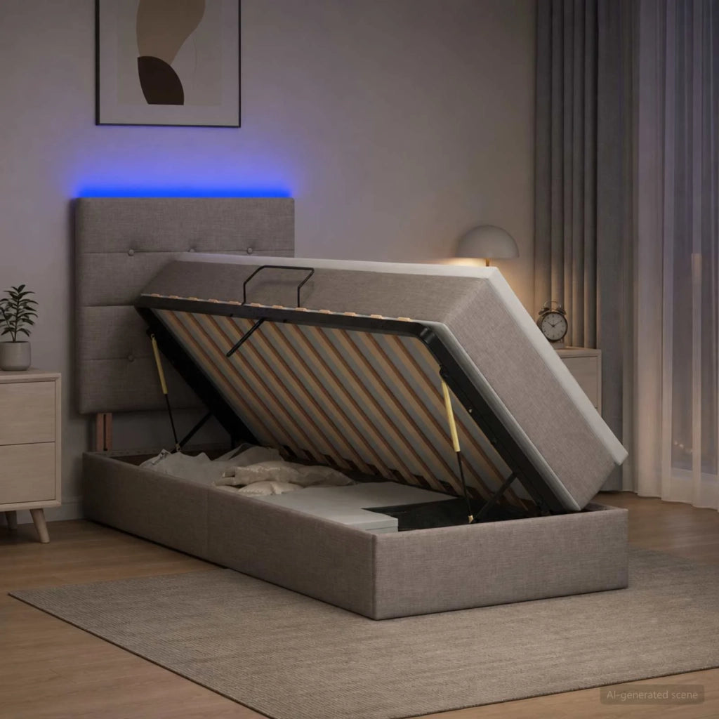 Letto con contenitore LED e materasso Tortora 90 x 200 cm 3459921