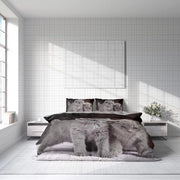 Set di coperte per letto in tessuto 3D, grigio, 135x200 cm + coperta per cuscino 80x80 cm, omkeerabile, 2 pezzi, grigio, marrone con chiusura a riti