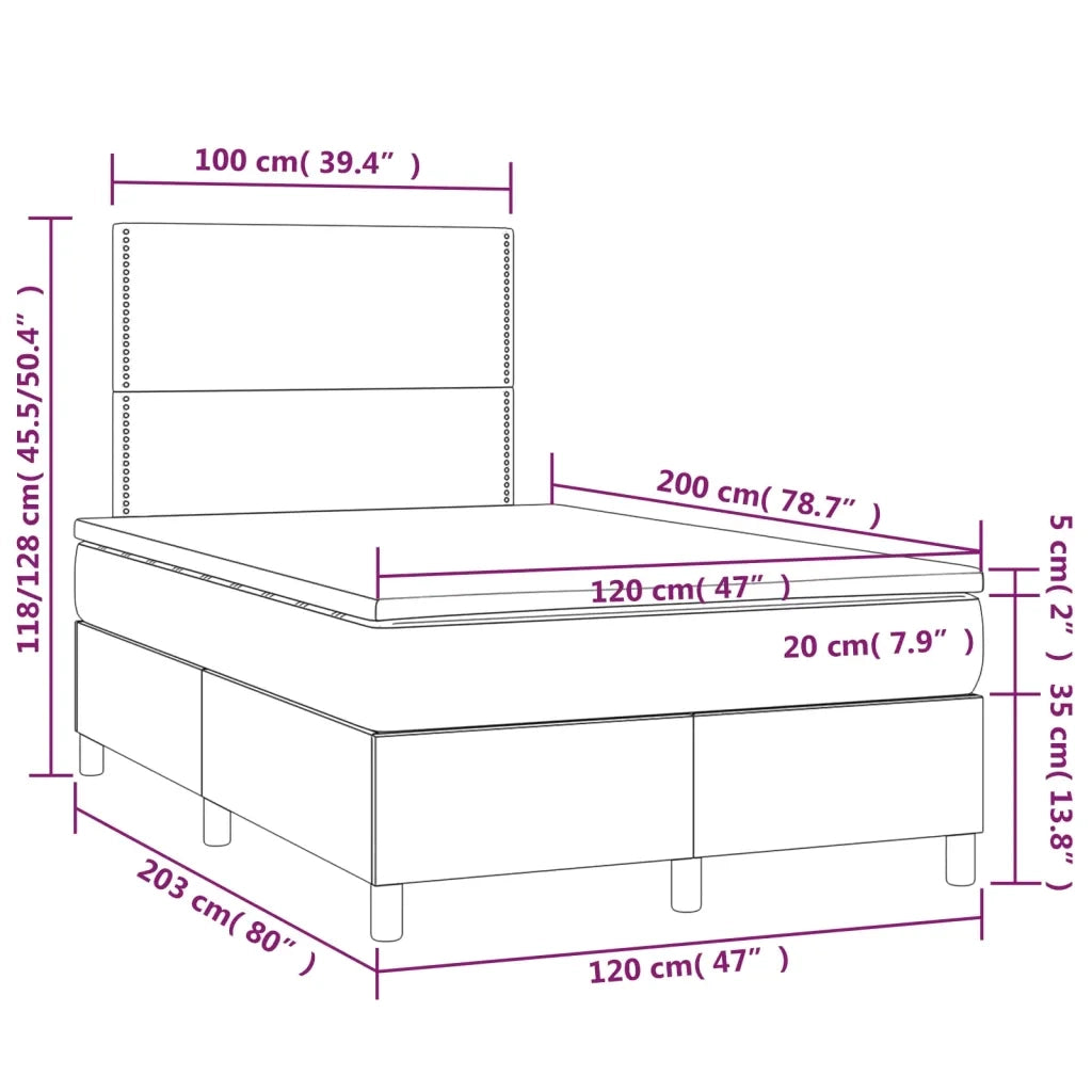 Letto a Molle Materasso e LED Marrone Scuro 120x200 cm Tessuto cod mxl 58085