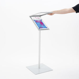 Espositore a Leggio con Piantana 29x47,7x2,3 cm in Alluminio Porta Menù Silver