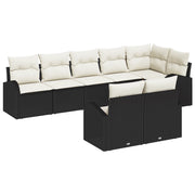 Set Divano da Giardino con Cuscini 8 Pezzi Rattan Policarbonato Nero