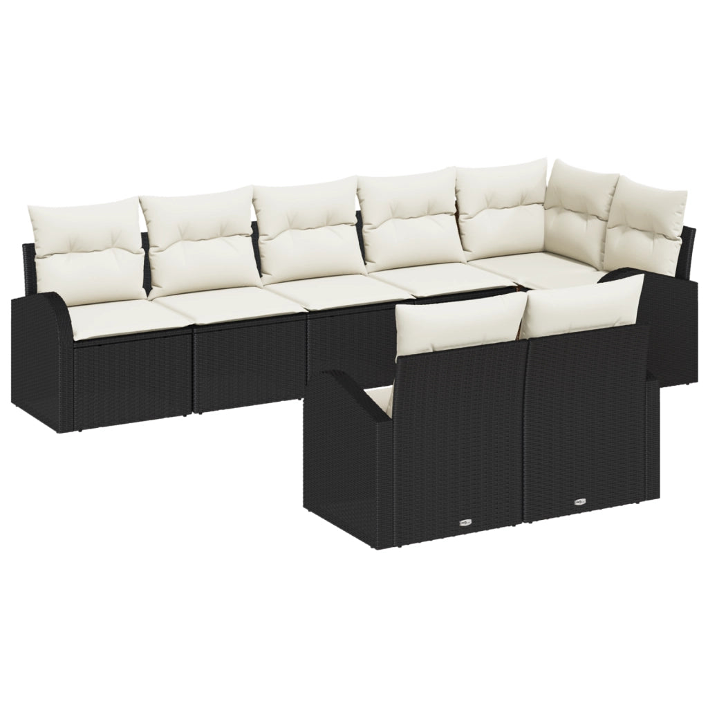 Set Divano da Giardino con Cuscini 8 Pezzi Rattan Policarbonato Nero