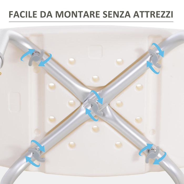 Sgabello per Doccia Bagno antiscivolo bianco altezza regolabile