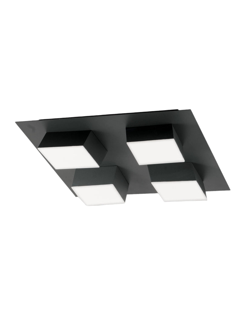 Lucas Plafoniera LED Quadrata 48W 4160lm 3000K Antracite - Struttura in Metallo e Metacrilato Dimmerabile a Taglio di Fase, Design Moderno IP20