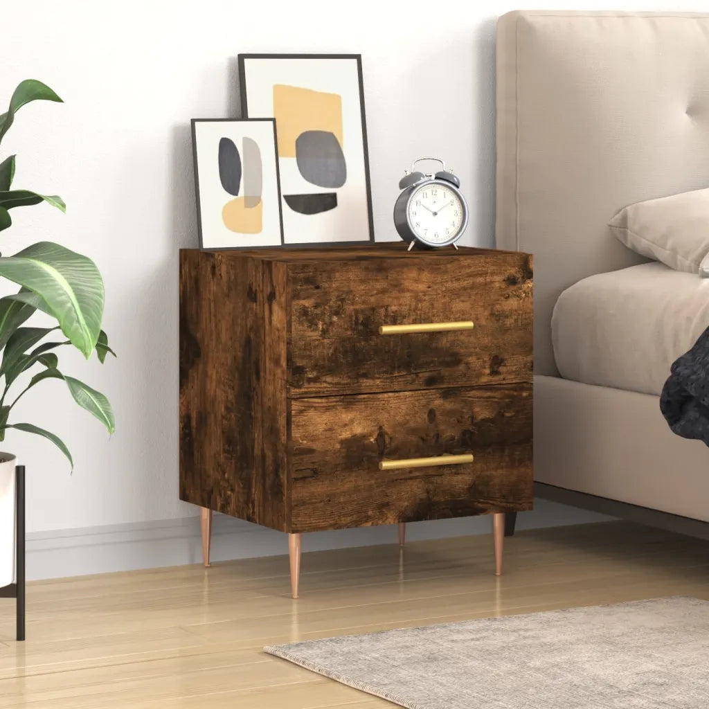 Comodino Rovere Fumo 40x35x47,5 cm in Legno Multistrato 827286