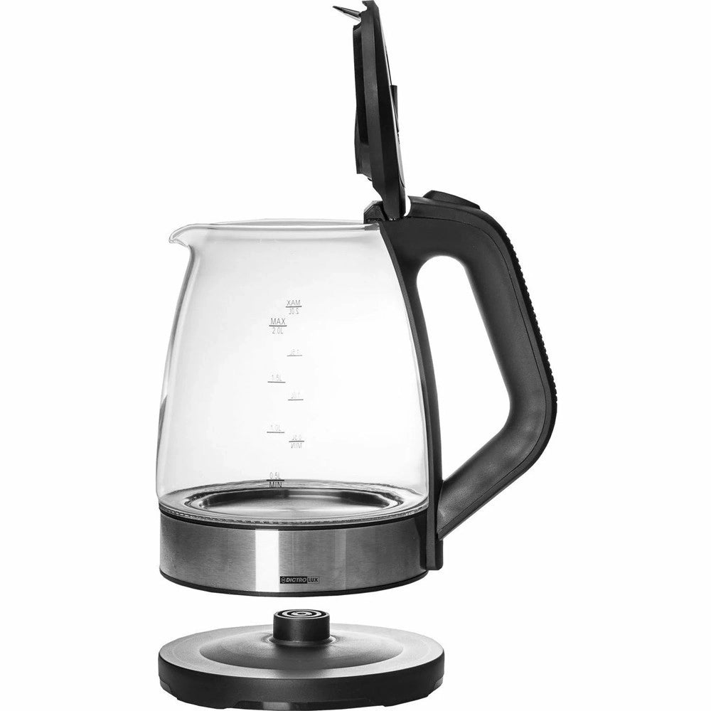 Trade Shop - Bollitore Elettrico In Vetro 2 Lt 2200w Spegnimento Automatico Per Caffè Solubile Tisane -