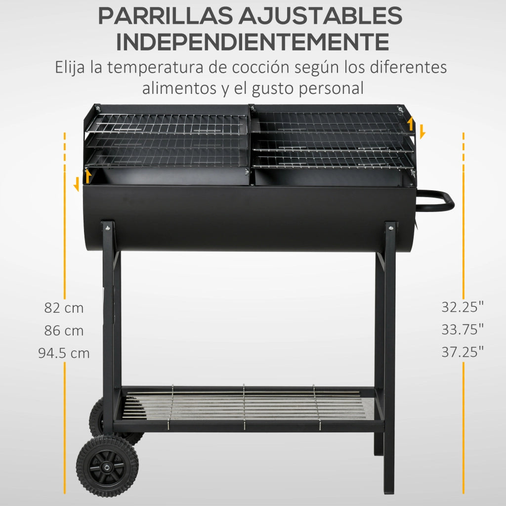 Barbecue a Carbone con Griglia Regolabile ¨C zephmum ¨C 90x45x96 cm Nero