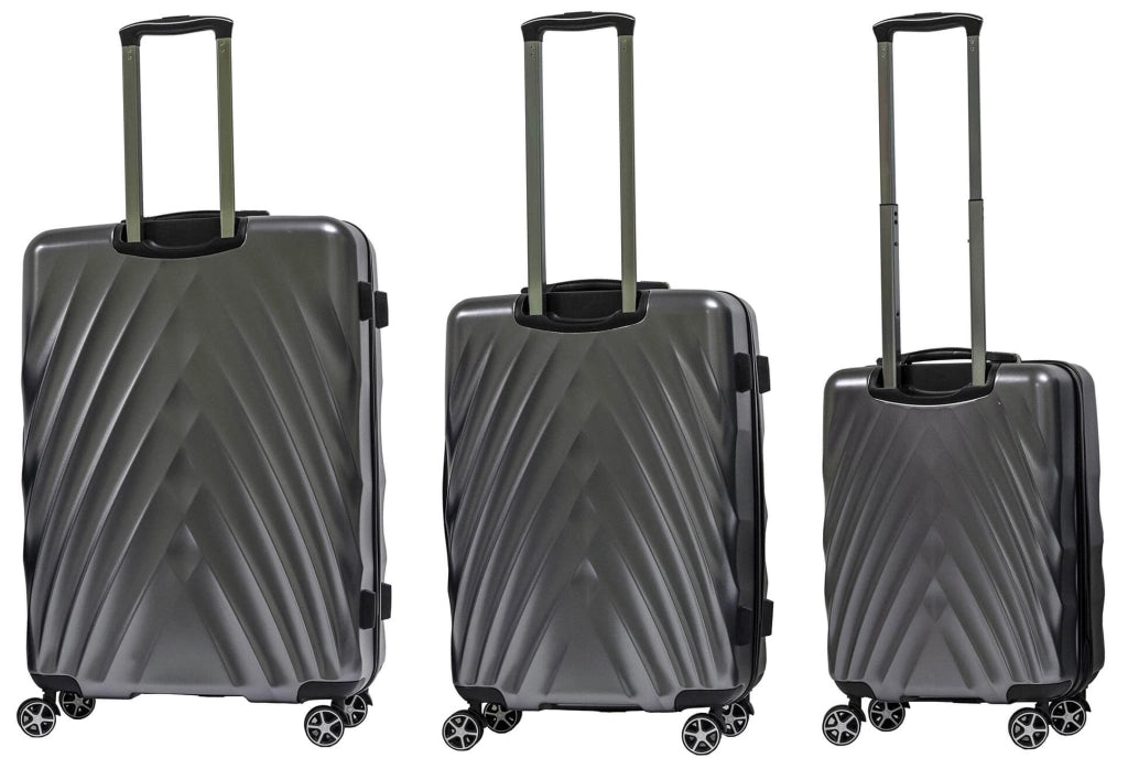 Set 3 Valigie Trolley Rigide in PET 4 Ruote TSA Ravizzoni Diamante Grigie