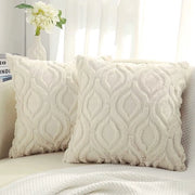 Set di cuscini 18x18 pollici da 2, cuscini morbidi con piuma imitante cuscini divani, cuscini decorativi a strisce lisce per divano sala da pranzo arredamento - bianco crema - 45*45cm