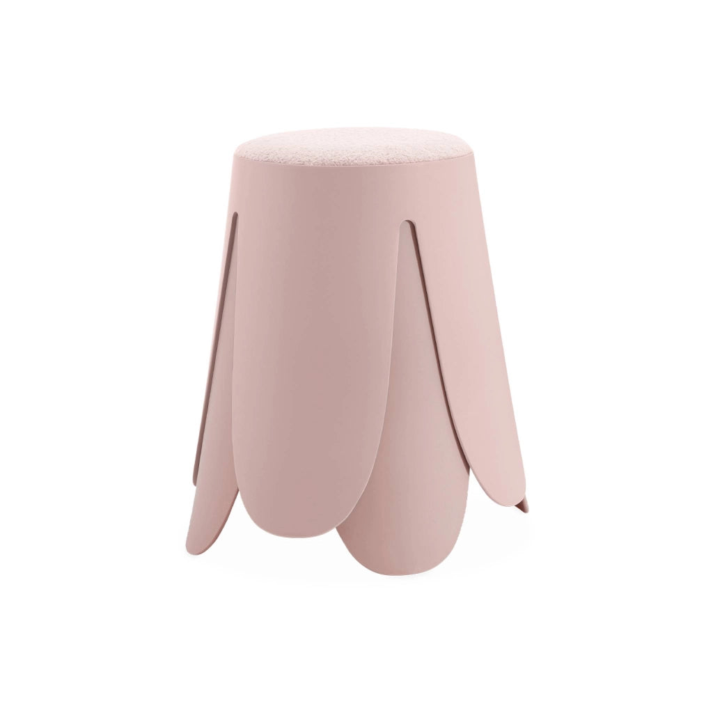 Set 2 sgabelli impilabili in bouclé, rosa
