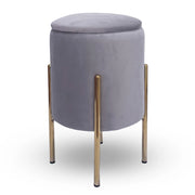 Pouf Contenitore in Velluto Moderno con Gambe Oro – Poggiapiedi Salvaspazio, Sgabello Arredo Elegante 30x45 cm per Soggiorno e Camera Grigio