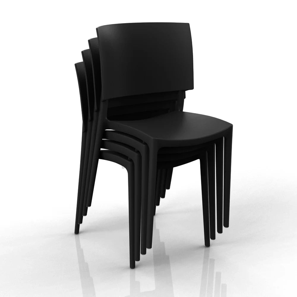 Set 6 sedie in polipropilene 100% Made in Italy SHARP, impilabile, resistente ai raggi UV, design moderno, ideale per sala da pranzo, cucina, sala d’attesa, bar, ristoranti o da esterno colore Antracite