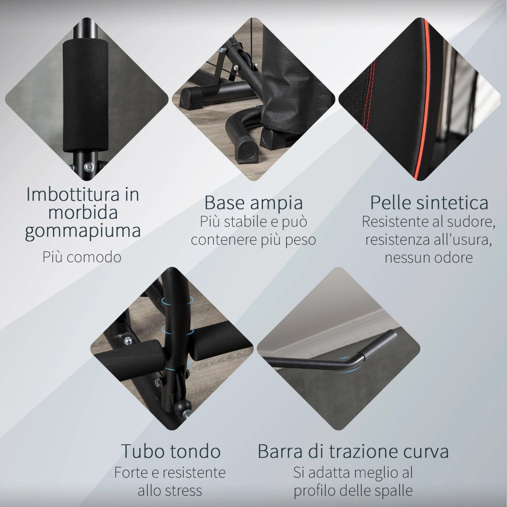 Easycomfort Stazione Fitness con Pesi da 45kg in Acciaio per Allenamento a Casa, 170x104x205cm, Nero