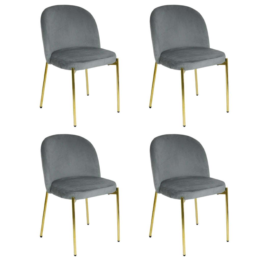Sedia in Velluto con Gambe Oro Chiara Sedie in Metallo Dorato Poltroncina con Seduta Imbotti 4 SEDIE CHIARA GRIGIO / ORO